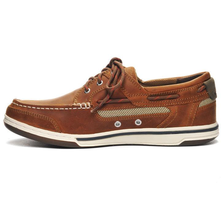 Moc Man TRITON THREE EYELETS FGL Moccasin BROWN CINNAMON Dressed Side (jpg Rgb)		