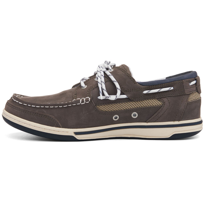 Moc Man TRITON THREE EYELETS NBK Low Cut DK GREY-TAUPE Dressed Side (jpg Rgb)		