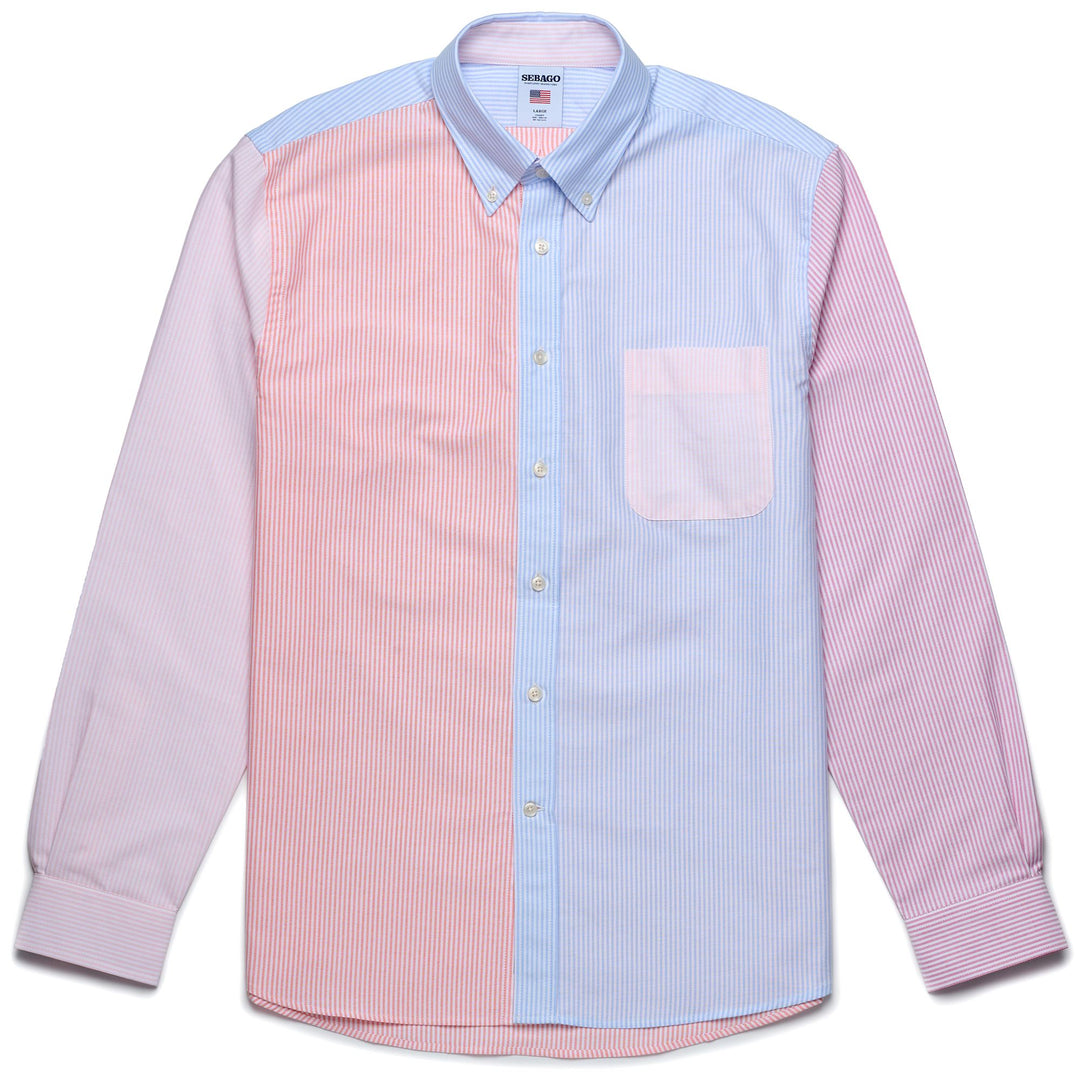 SHIRTS Man DOUBLING COLOR BLOCK Button Down AZURE-ORANGE-PINK-FUCSIA-WHITE Photo (jpg Rgb)			