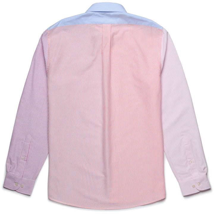 SHIRTS Man DOUBLING COLOR BLOCK Button Down AZURE-ORANGE-PINK-FUCSIA-WHITE Dressed Front (jpg Rgb)	