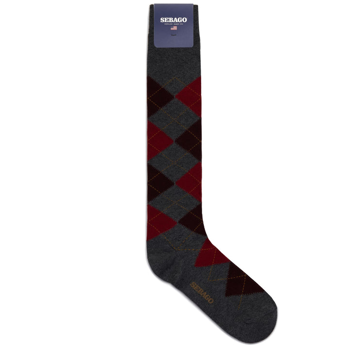 Socks Unisex SABATTUS ROMBOL Quarter High Sock GREY-BORDEAUX-RED-ORANGE Photo (jpg Rgb)			