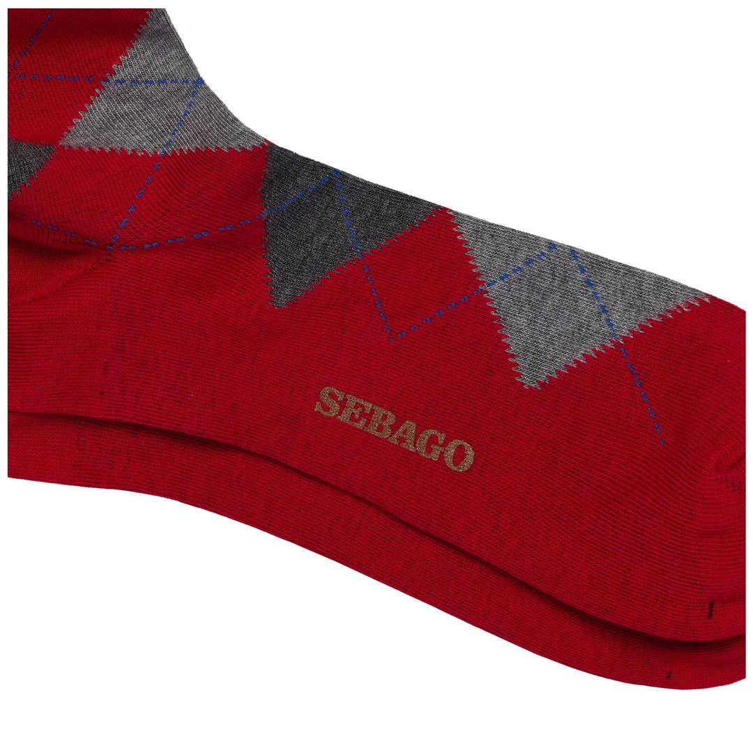 Socks Unisex SABATTUS ROMBOL Quarter High Sock GREY-RED-ROYAL BLE Dressed Front (jpg Rgb)	