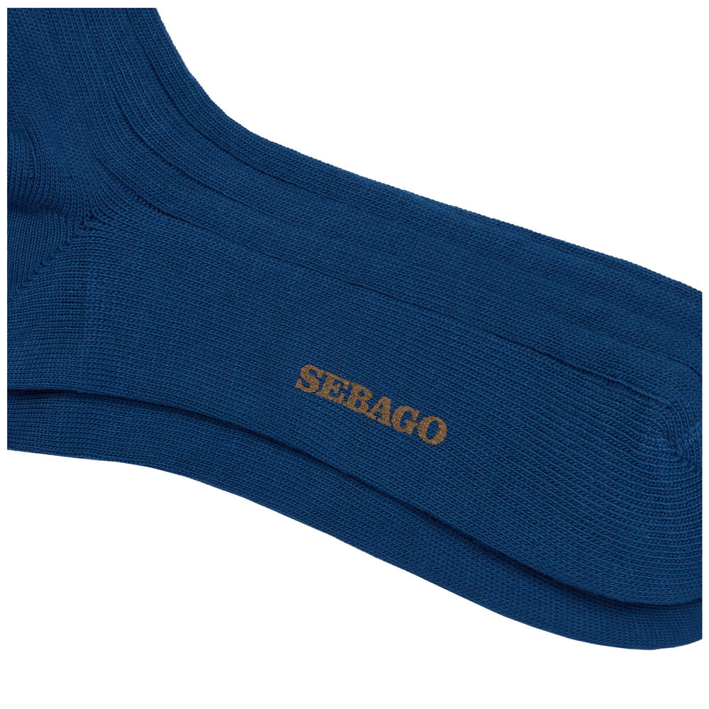 Socks Unisex SANGERVILLE POLOL Quarter High Sock BLUE DK RIVIERA Dressed Front (jpg Rgb)	