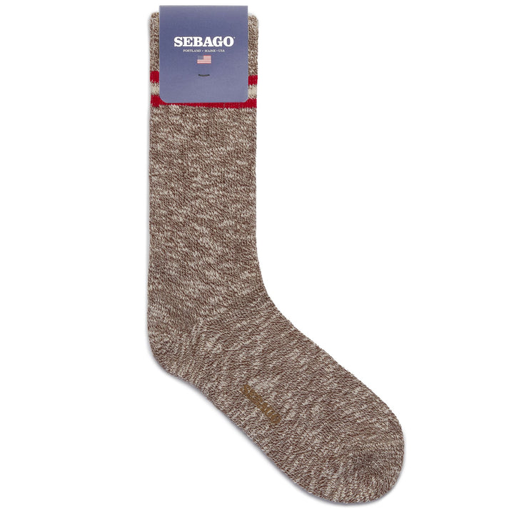 Socks Unisex SEBOEIS COUNTRY ANKLE TUBE BROWN-OFF WHITE-RED Photo (jpg Rgb)			