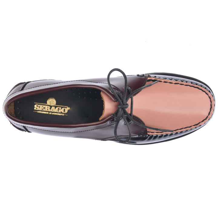 Moc Woman JAMES LUG WOMAN Moccasin GARNET - BLACK - PINK BLUSH Dressed Back (jpg Rgb)		