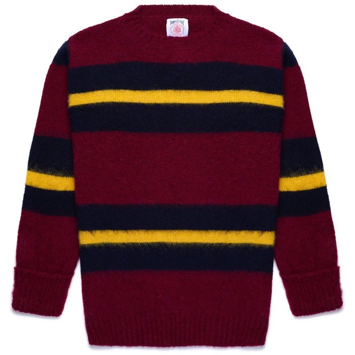 KNITWEAR Unisex SHAGGYDOG STRIPE SWEATER Jumper BORDEAUX-BLUE-YELLOW Photo (jpg Rgb)			