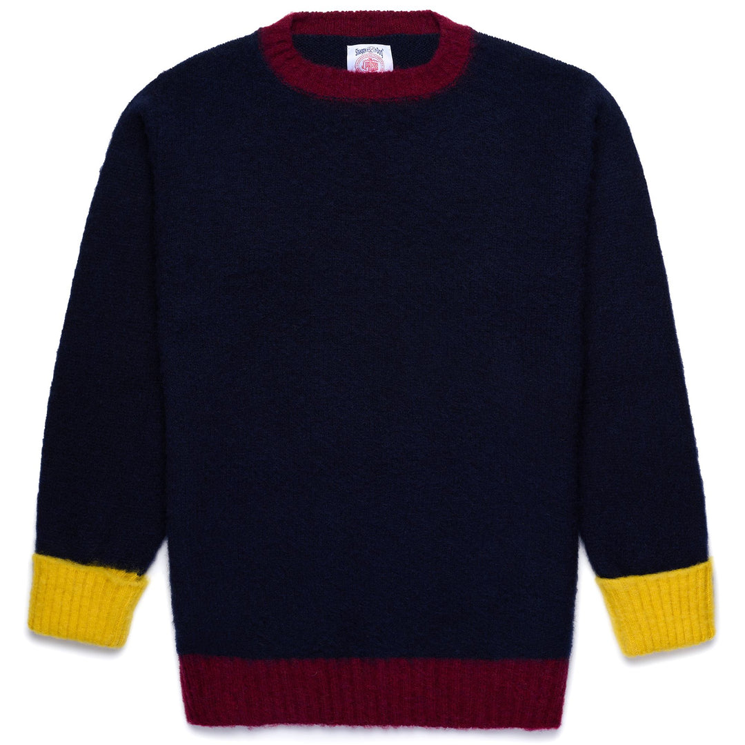 KNITWEAR Unisex SHAGGYDOG STRIPE SWEATER Jumper BLUE-BORDEAUX-YELLOW Photo (jpg Rgb)			