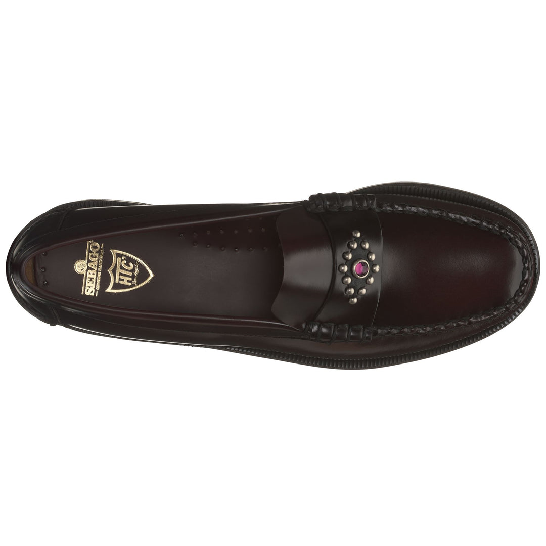 Moc Woman CLASSIC DAN RHOMBUS HTC LA WOMAN Moccasin BROWN BURGUNDY RHOMBUS Dressed Back (jpg Rgb)		