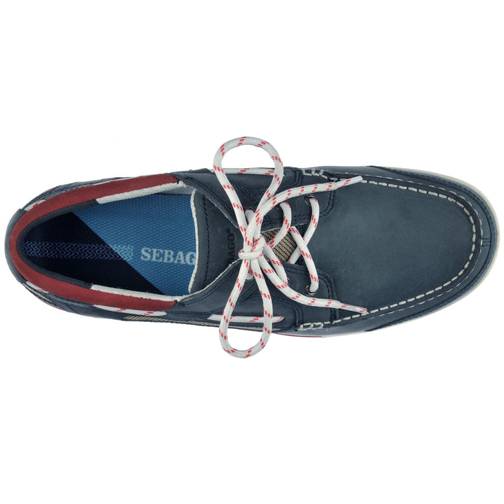 Moc Man TRITON THREE EYELETS NBK Low Cut BLUE NAVY Dressed Back (jpg Rgb)		